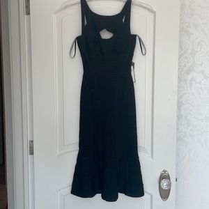 Black bodycon dress, cut out at high chest, unworn, Herve Leger by Max Aritzia